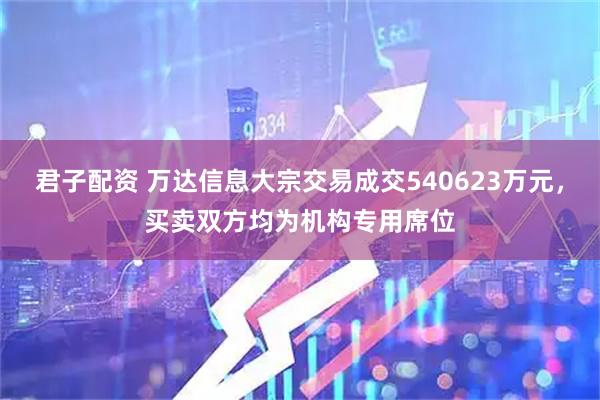 君子配资 万达信息大宗交易成交540623万元，买卖双方均为机构专用席位